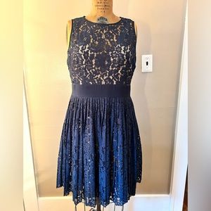 Classic navy lace fit and flare dress